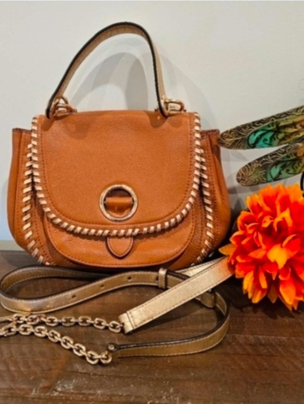 Michael Kors All Genuine Leather Isadore Stitch Messenger Bag